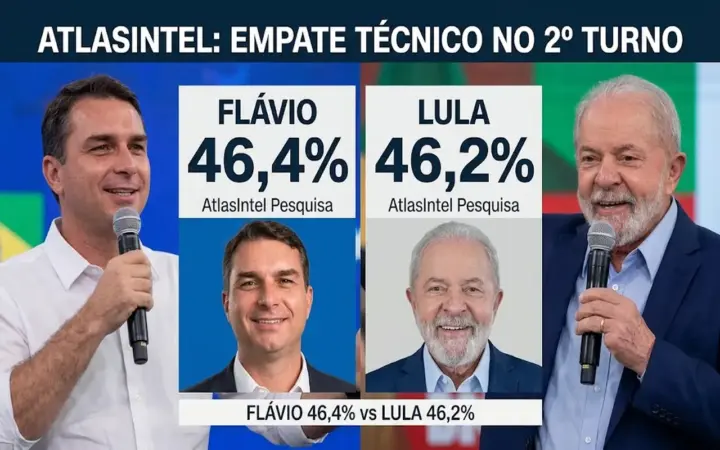 Flávio tem 46,4% e Lula 46,2%